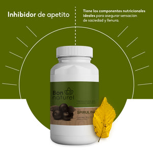 Suplemento dietario compuesto de spirulina, te verde, extracto de frutas liofilizadas con bajo efecto calórico. 